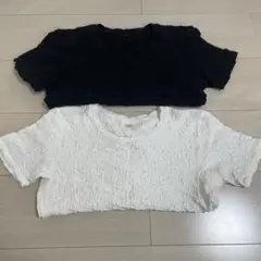 【UNIQLO】シャーリング半袖トップス 2色セット Sサイズ