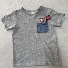 petit main グレー おさるのジョージTシャツ 130