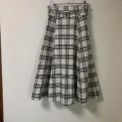 ミッシュマッシュ　チェック柄フレアスカート ベルト付き