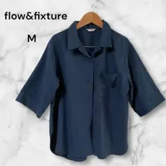 flow&fixture ネイビー Mサイズ シャツ テカリあり