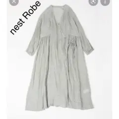ネストローブ nest Robe リネン先染めガーゼカシュクールワンピース F