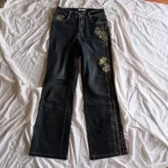 y2k グランジ　デニム　フレア　ワイド　ダメージ　パンツ　ギャル　平成