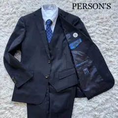 美品 PERSON'S スリーピーススーツ シャドーチェック ネイビー A4