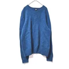 【UNIQLO】 ユニクロ プレミアムラムクールネックセーター ブルー (M)