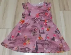 花とゼブラ柄ノースリーブワンピース