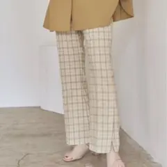 チェック柄セミフレアパンツ titivat ティティベイト