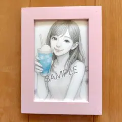 愛瑠 クリームソーダ 美少女 ピンクワンピース アート 癒し No.84