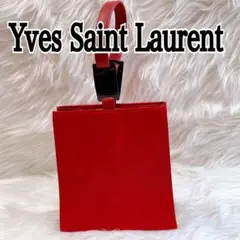 【美品】Yves Saint Laurent ハンドバッグ YSLロゴ 赤