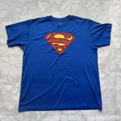 スーパーマン ロゴ Tシャツ 青　Lサイズ