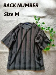 味ありUSED｜バックナンバー Tシャツ M｜グレー×ブラック系ストライプ