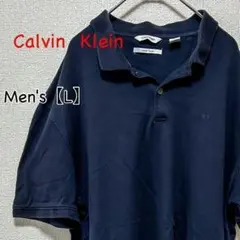 HA368【US輸入】Calvin Klein　ポロシャツ【メンズL】ネイビー