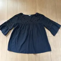 しまむら　レディース服　黒　トップスチュニック風