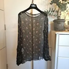 美品Drosophilalimitedジョーゼットシルク 絹100%長袖ブラウス