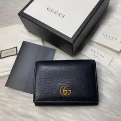 【美品✨】GUCCI グッチ マーモント 革 三つ折り財布 ウォレット 黒