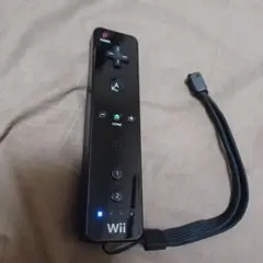 動作確認済　wii リモコン　黒　ストラップ付