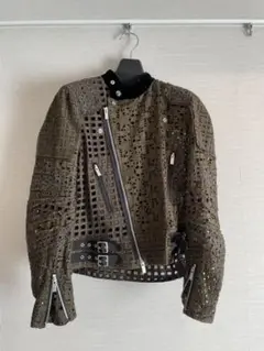 sacai サカイ ライダース カーキ エンブロイダリー レースブルゾン