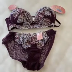 新品　紫色 ブラジャーショーツ上下セット Mサイズ