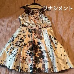 RINACIMENT 花柄　パニエ　ワンピース　光沢　ゴールド　パーティ