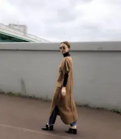 EARIH ブラウン 半袖 ロングワンピース