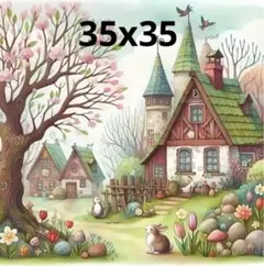 ダイヤモンドアート　キット　風景　うさぎ　レトロ　ビーズアート　大判　セット