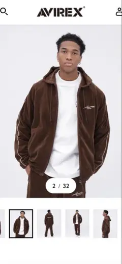 AVIREX ベロア ジップ パーカー カーシブロ　24fw