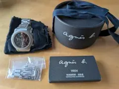 agnès b. クロノグラフ腕時計 V654 ブラック　美品