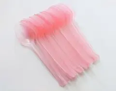 小さな半透明ピンク、プラスチックスプーンまとめて 昭和レトロ雑貨 古道具アート