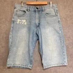デニムハーフパンツ(L)ダメージジーンズ＊ビンテージ＊アメカジ＊ライトブルー