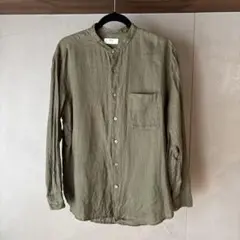 ユニクロ プレミアムリネンスタンドカラーシャツ M メンズ