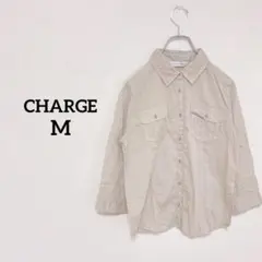 チャージ　長袖　シャツ　レース　Mサイズ ベージュ　レギュラーカラー　レナウン