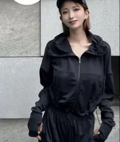 しぃちゃん　遮光　セットアップ　パーカーメッシュ付　パンツ　ブラック