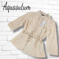 Aquasutum ベージュ五分袖シャツ　キュプラ　レナウン