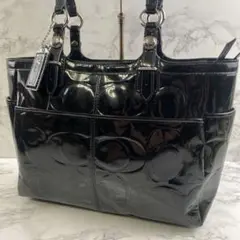 COACH コーチ エンボス 本革エナメルフルグレインカーフレザー トートバッグ