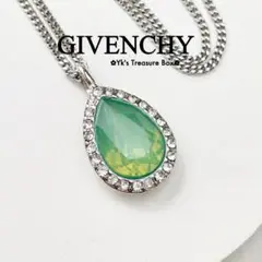 B865/GIVENCHY/シルバーxオーパルミントグリーン/しずくネックレス