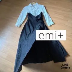 emi + 切り替えロングワンピース　黒白