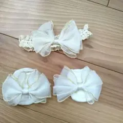 【美品】ベビーヘッドドレス　靴下セット