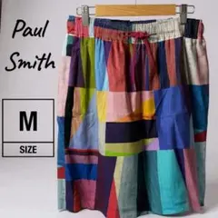 【美品】PaulSmith ポールスミス 総柄 リネン混 スカート 40サイズ