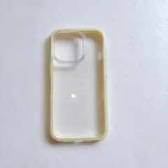 iPhone14 pro ケース　クリア　イエロー　ステッカー付き