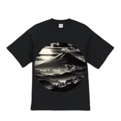 ハイクオリティー Tシャツ 風景 富士山 モノクロ