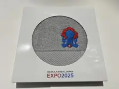 日本製　ミャクミャク　ワンポイント　刺繍ロゴハンカチ　グレー