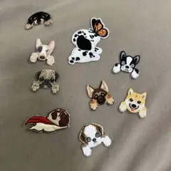 犬の刺繍ワッペン 9個セット