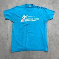 USA製　80s　ドミノピザ　トップス　半袖　Tシャツ　古着　ライトブルー　水色