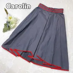 【Carolyn】グレー フレアスカート ひざ丈 はんぱ丈 36サイズ1682