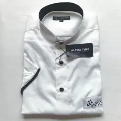 ✨美品✨ALPHA TIME バンドカラーシャツ　半袖シャツ　薄手　光沢　LL