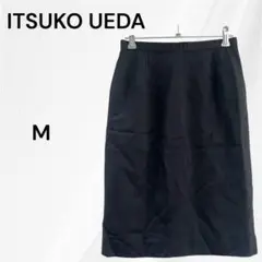 イツコ ウエダ ブラック　タイトスカート　ひざ丈スカート　M　ウール100％