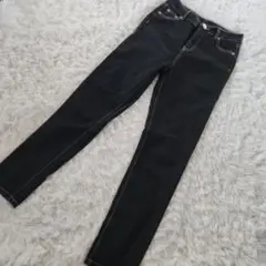 GRL グレイル 配色ステッチ スキニー デニム パンツ ブラック M 黒 綿