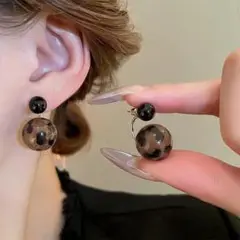 レオパード柄 バックキャッチピアス 個性的