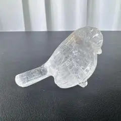 天然石 水晶の小鳥　置物　彫物NO.052613