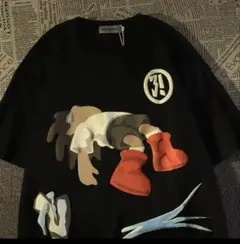 アートプリント オーバーサイズ Tシャツ 黒