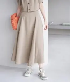 麻調バッグレースアップフレアスカート